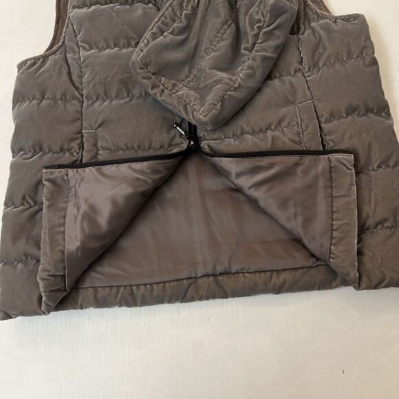 ANORAK Short Down Vest Women Sz X-Small Light Packable Dark Taupe - Picture 6 of 7